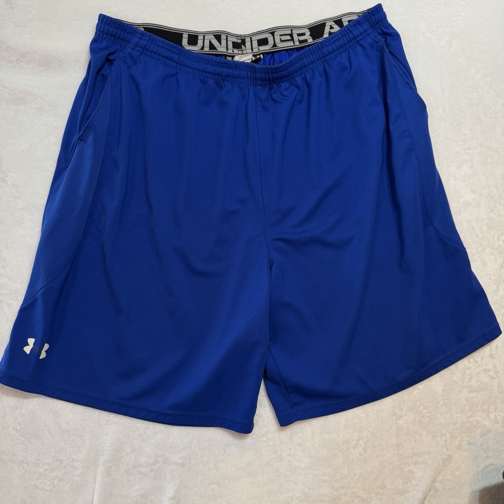 Under Armour Shorts Mens 2XL Royal Blue Athletic Loose Stretch Waist Sport Gym
